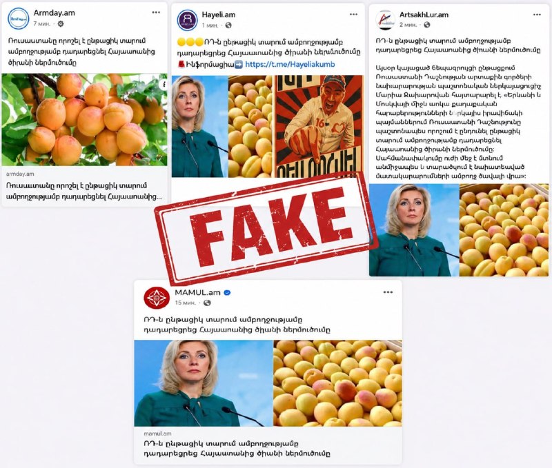 Скриншот фейкового видео с Марией Захаровой, распространявшегося в Армении.